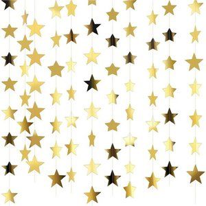 Glitter Star Garland Banner Decoration,130 Feet Bright Gold Star Hanging Bunting